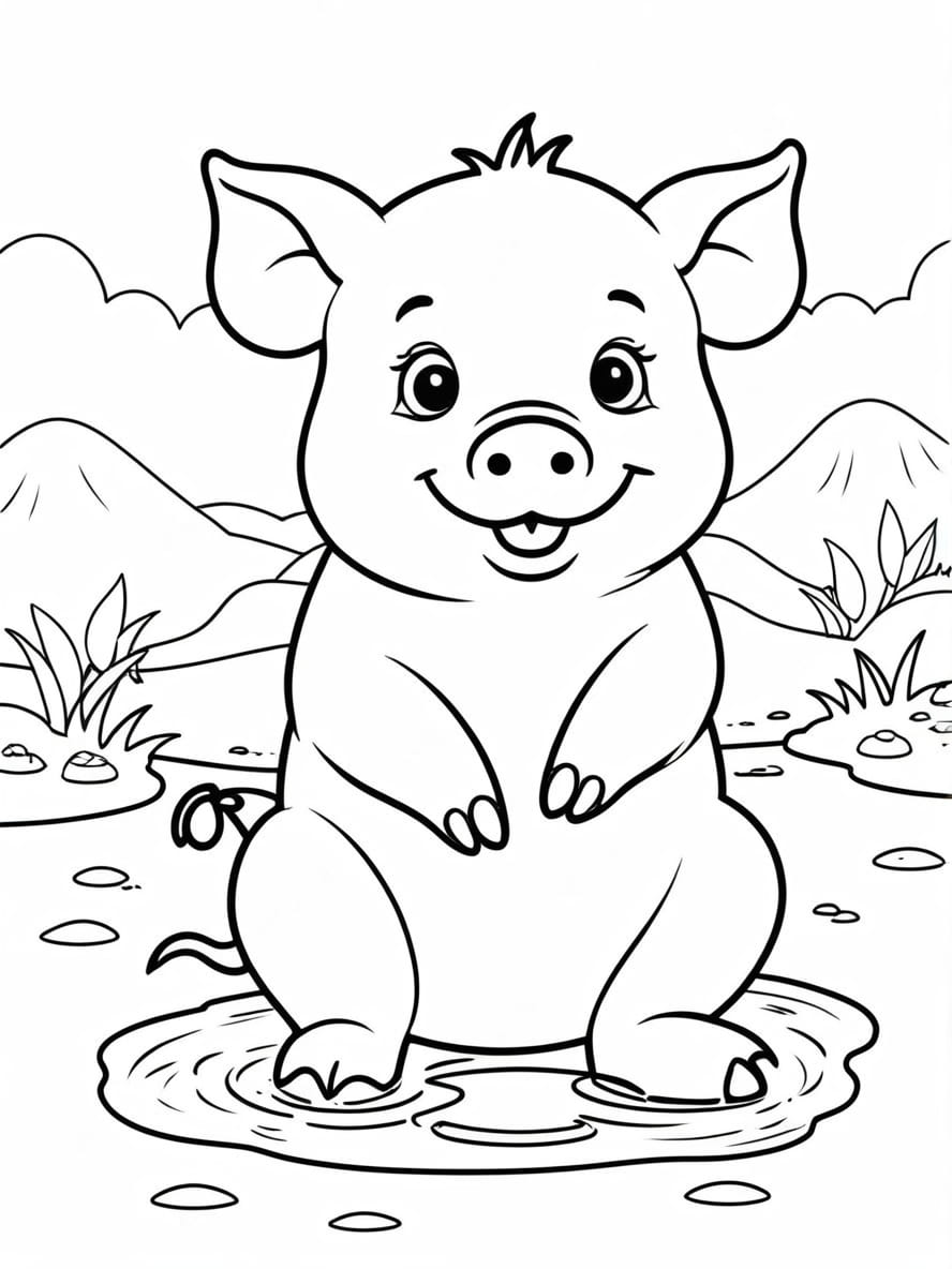 Happy Pig Coloring Page