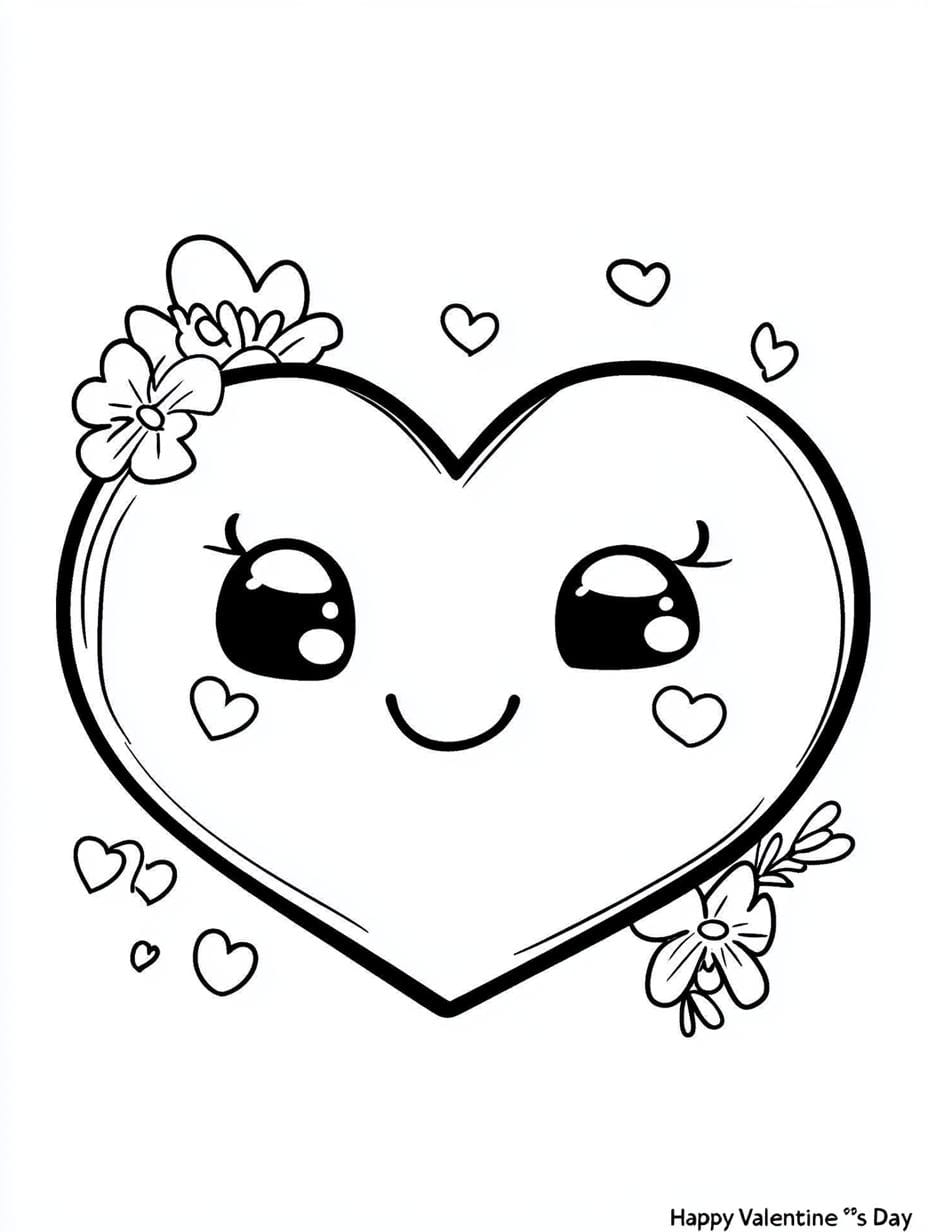 Happy Valentines Heart Coloring Pages