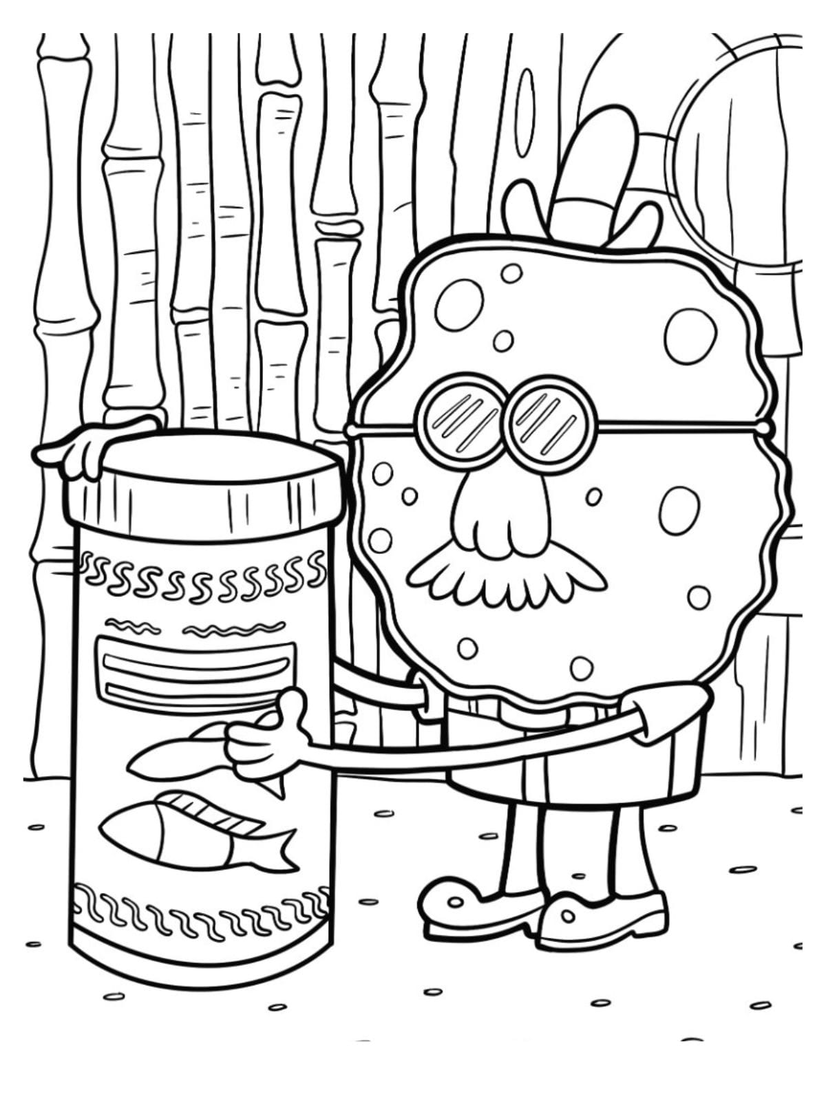 Harold Squarepants Holding Bottle Spongebob Coloring Page For Kids