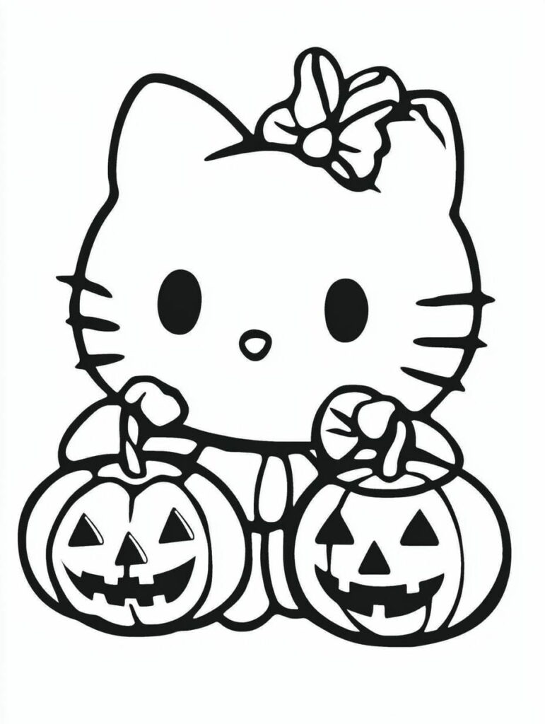 Top 30+ cute hello kitty halloween coloring pages