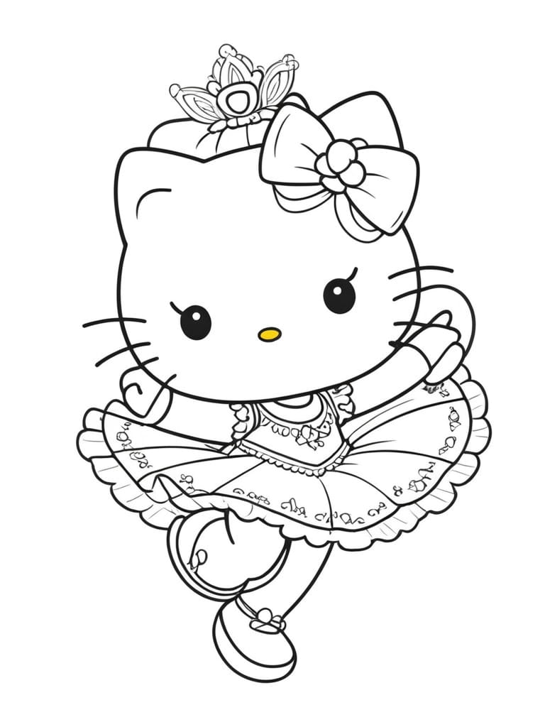 Hello Kitty Dancing Ballet Coloring Pages