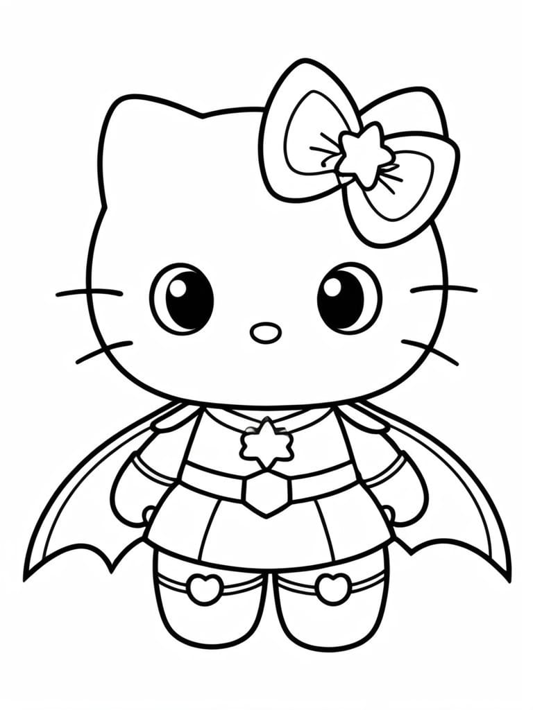 Hello Kitty Dress As Super Hero Coloring Pages