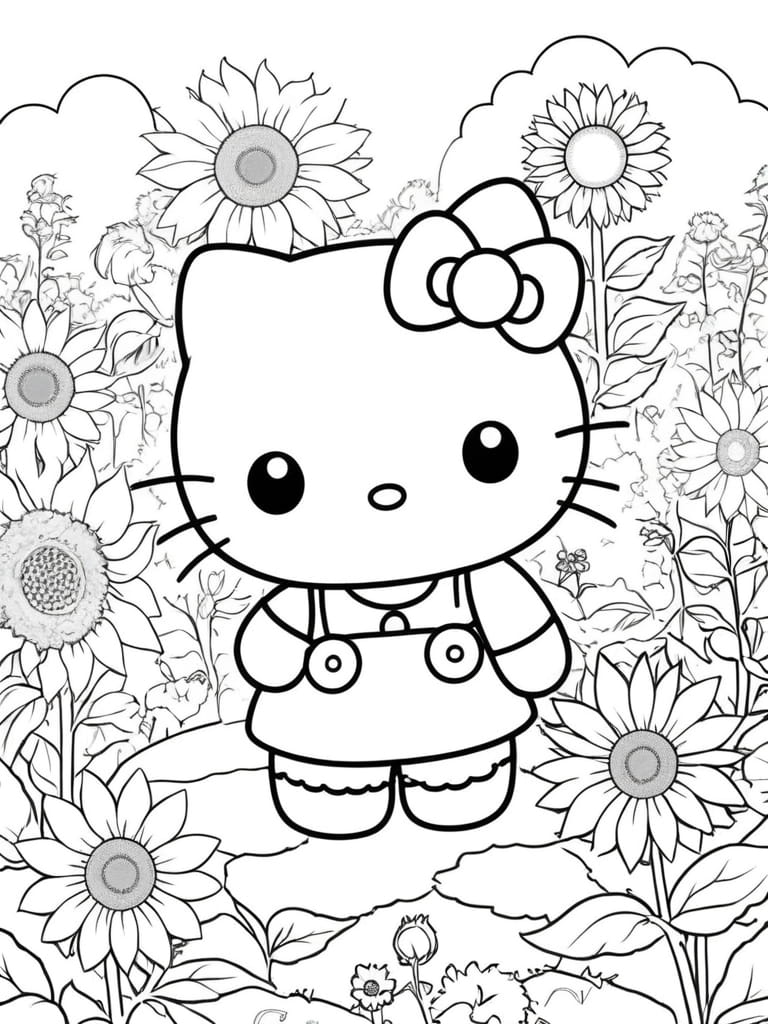 Hello Kitty Having A Picnic Coloring Pages