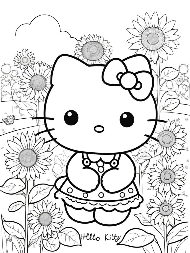 Hello Kitty In The Park Coloring Pages