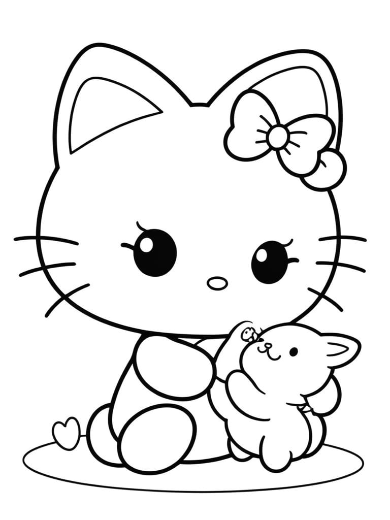 Hello Kitty Playing With Friend Coloring Pages