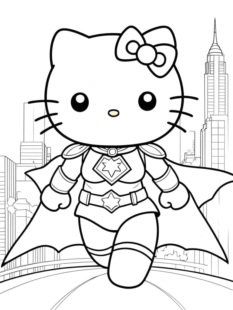 Hello Kitty Superhero Coloring Pages