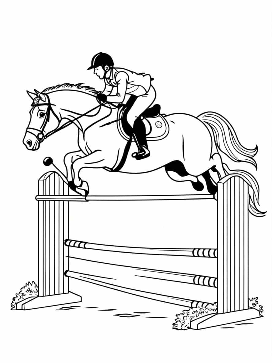 Horse Jumping Coloring Pages