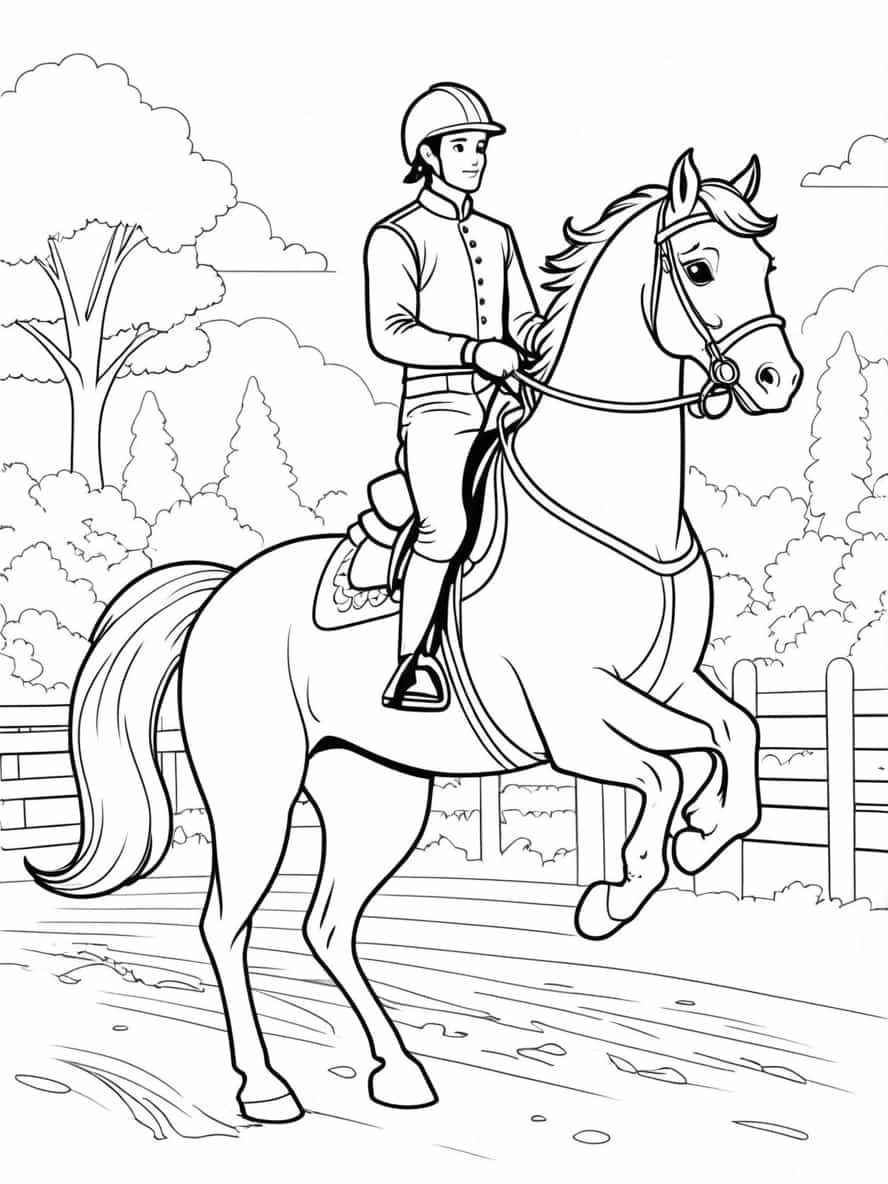 Horse Riding Coloring Pages