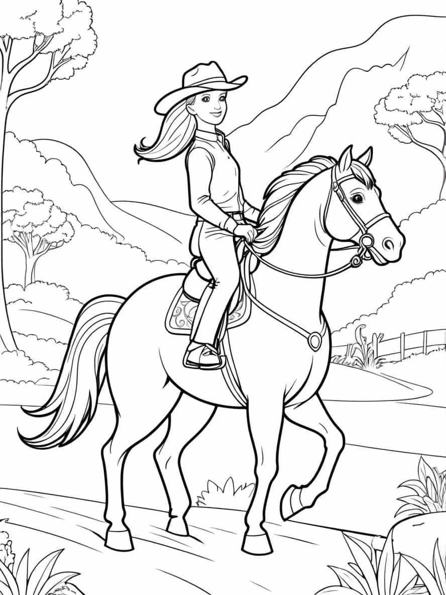 Horse Riding Girl Coloring Pages