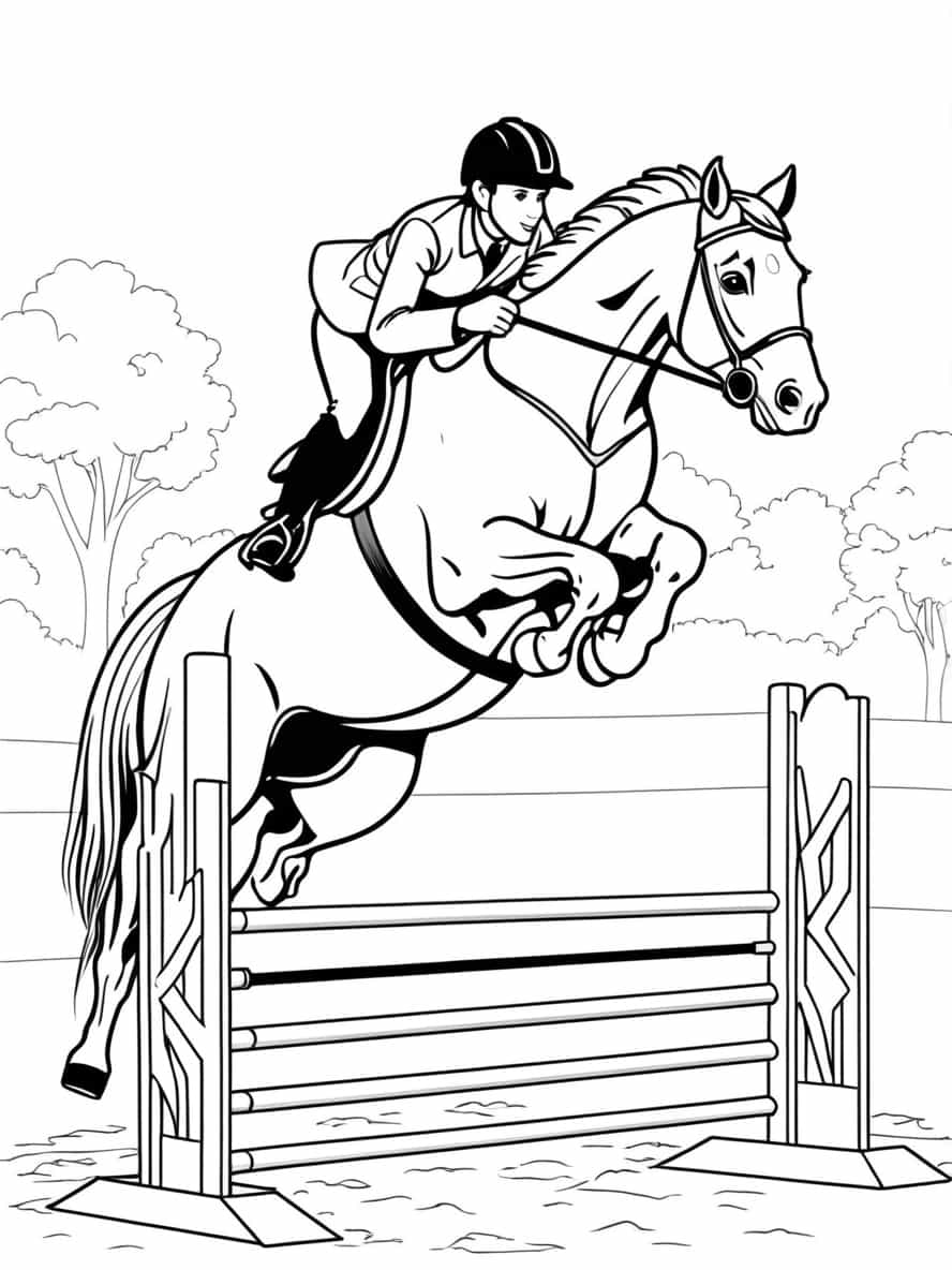 Horse Show Jumping Coloring Pages