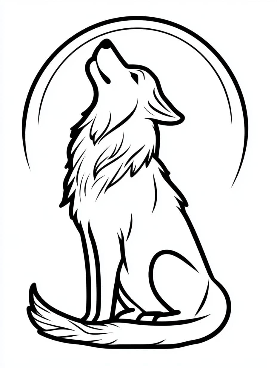 Husky Howling At The Moon Coloring Pages