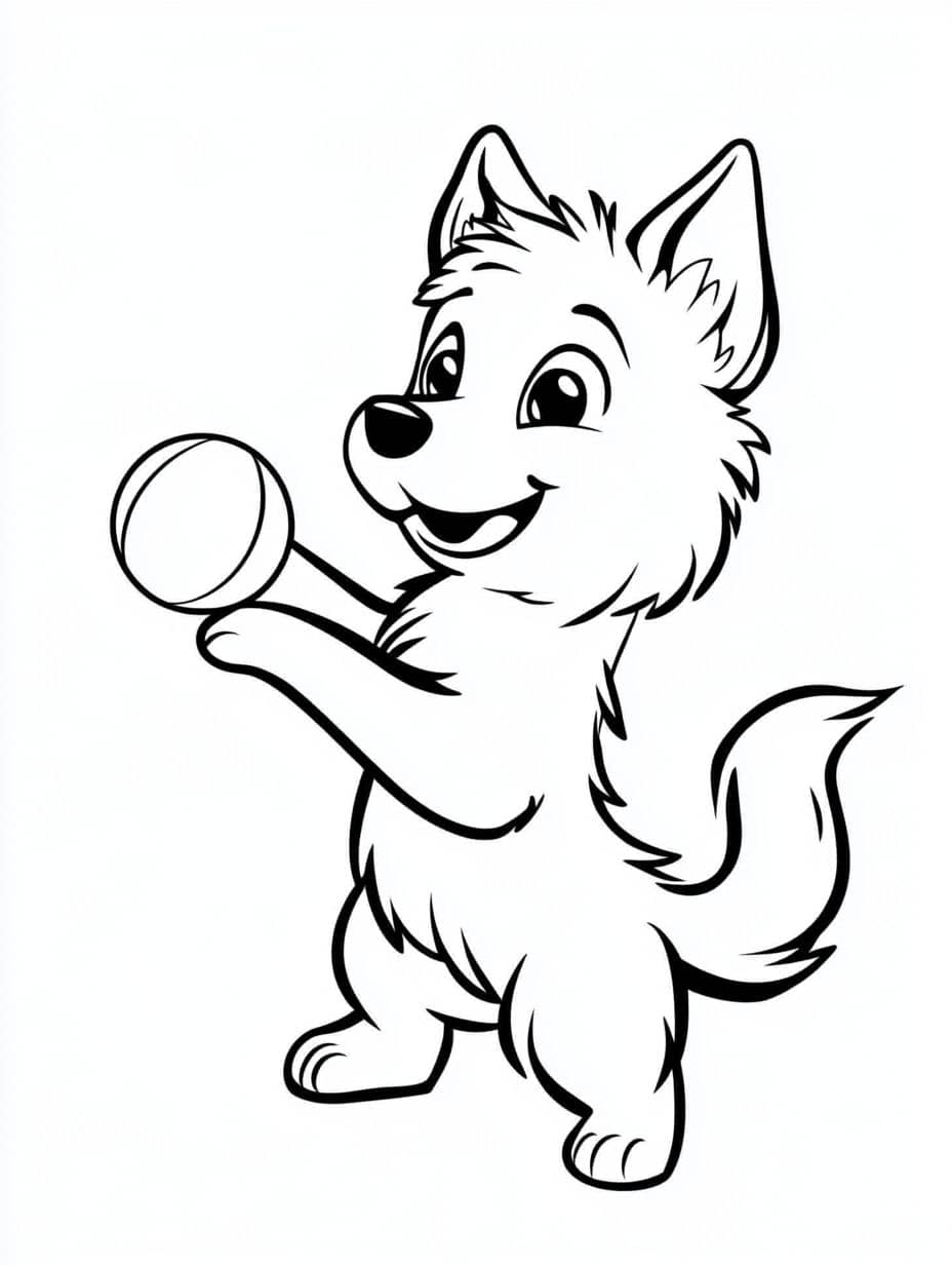 Husky Playing With A Ball Coloring Pages