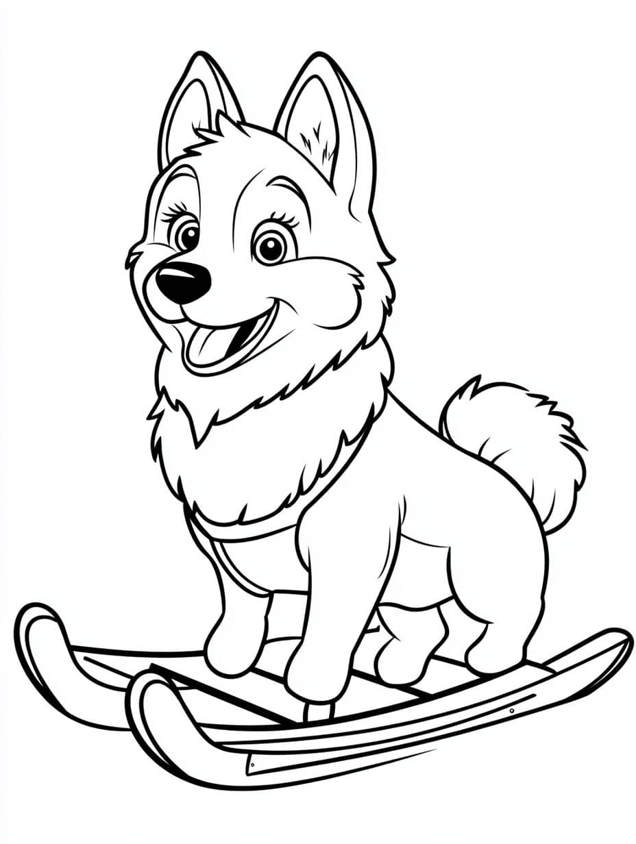 Husky With A Sled Coloring Pages