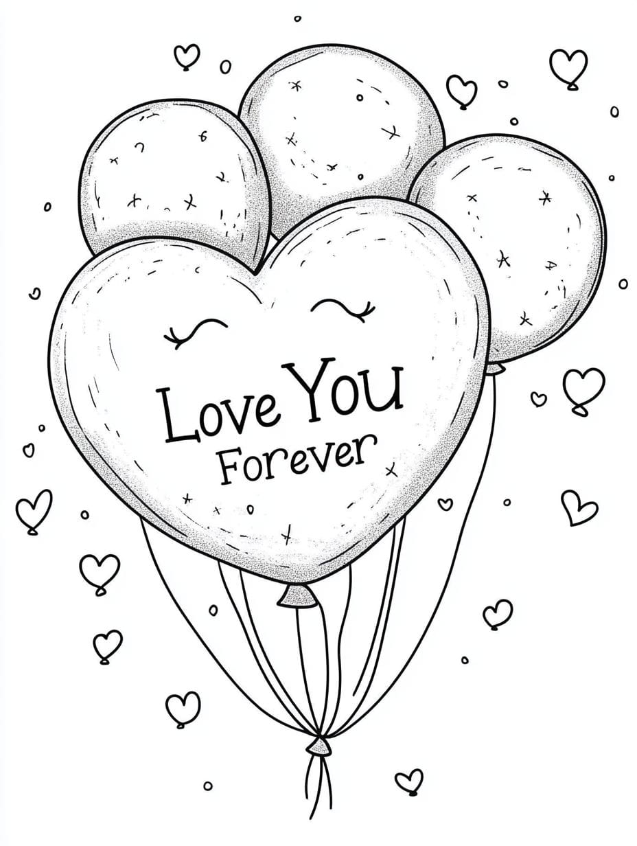 I Love You Forever With Cartoon Heart Coloring Pages