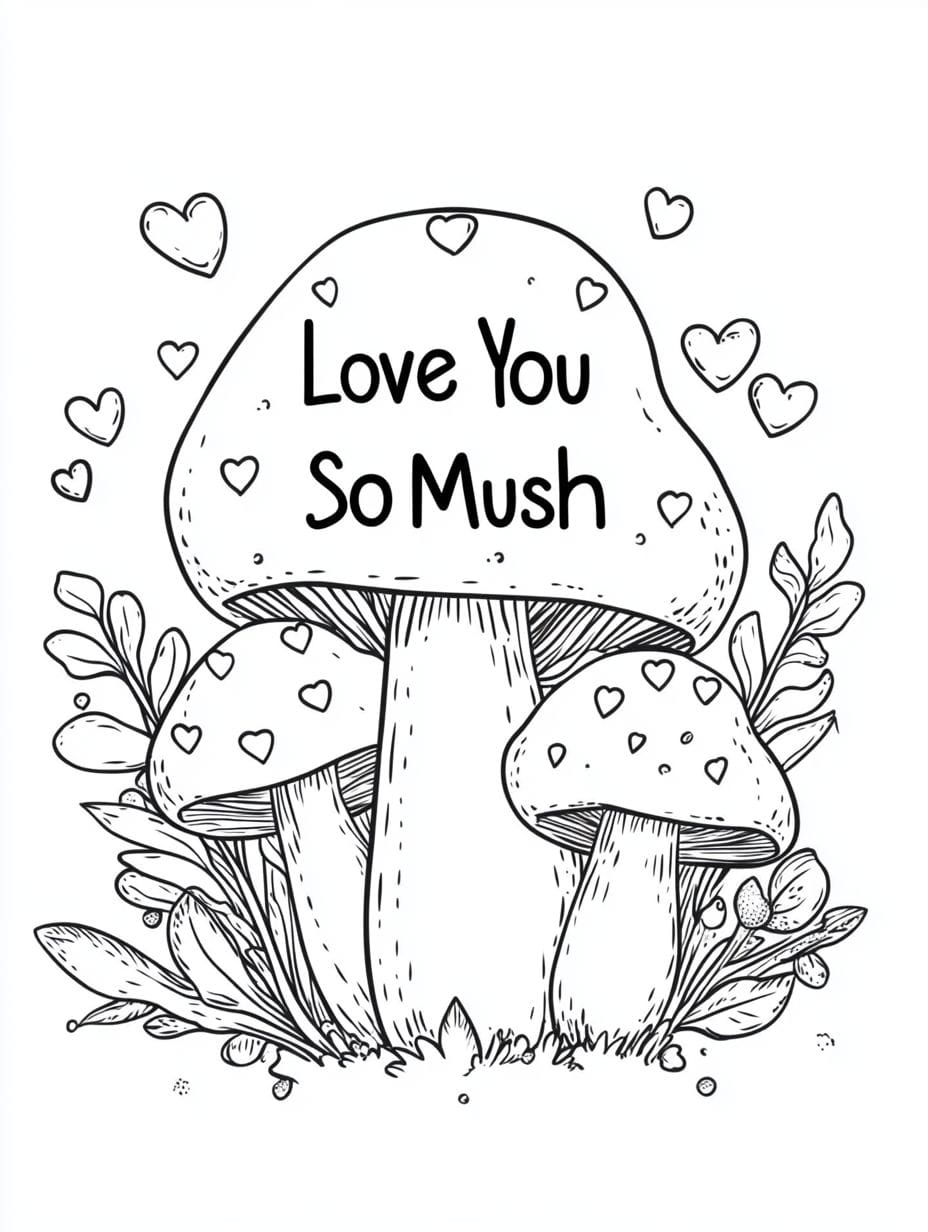 I Love You So Mush Mushroom Coloring Pages