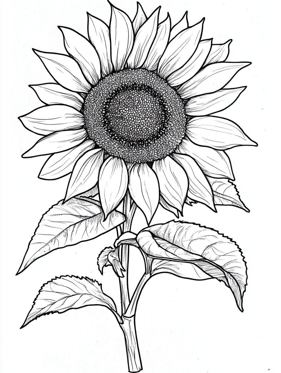 In Full Bloom Sunflower Coloring Pages