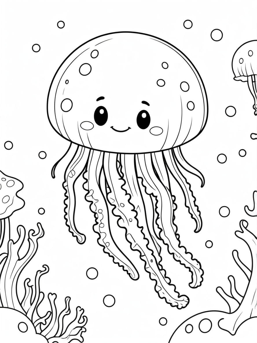 Jellyfish With Bubbles Coloring Pages