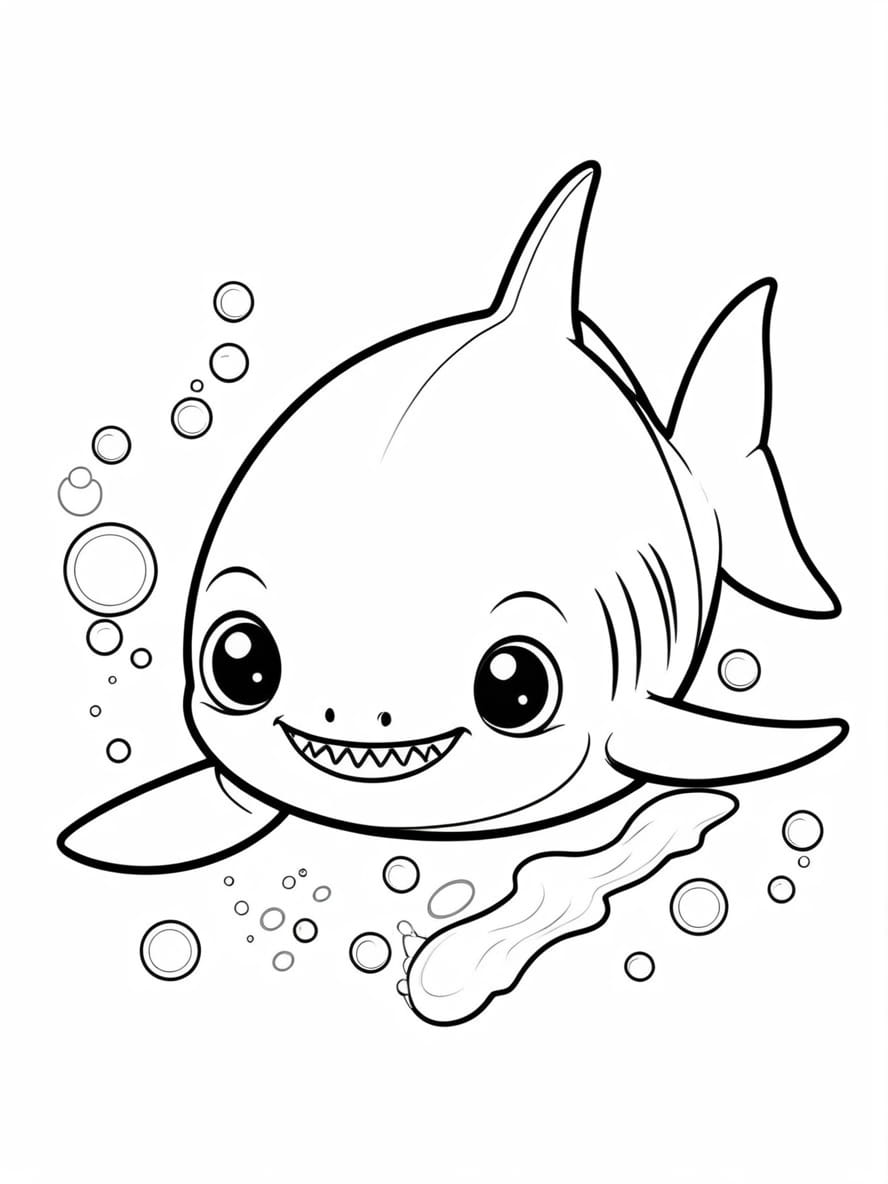 Kawaii Baby Hammerhead Shark Coloring Pages