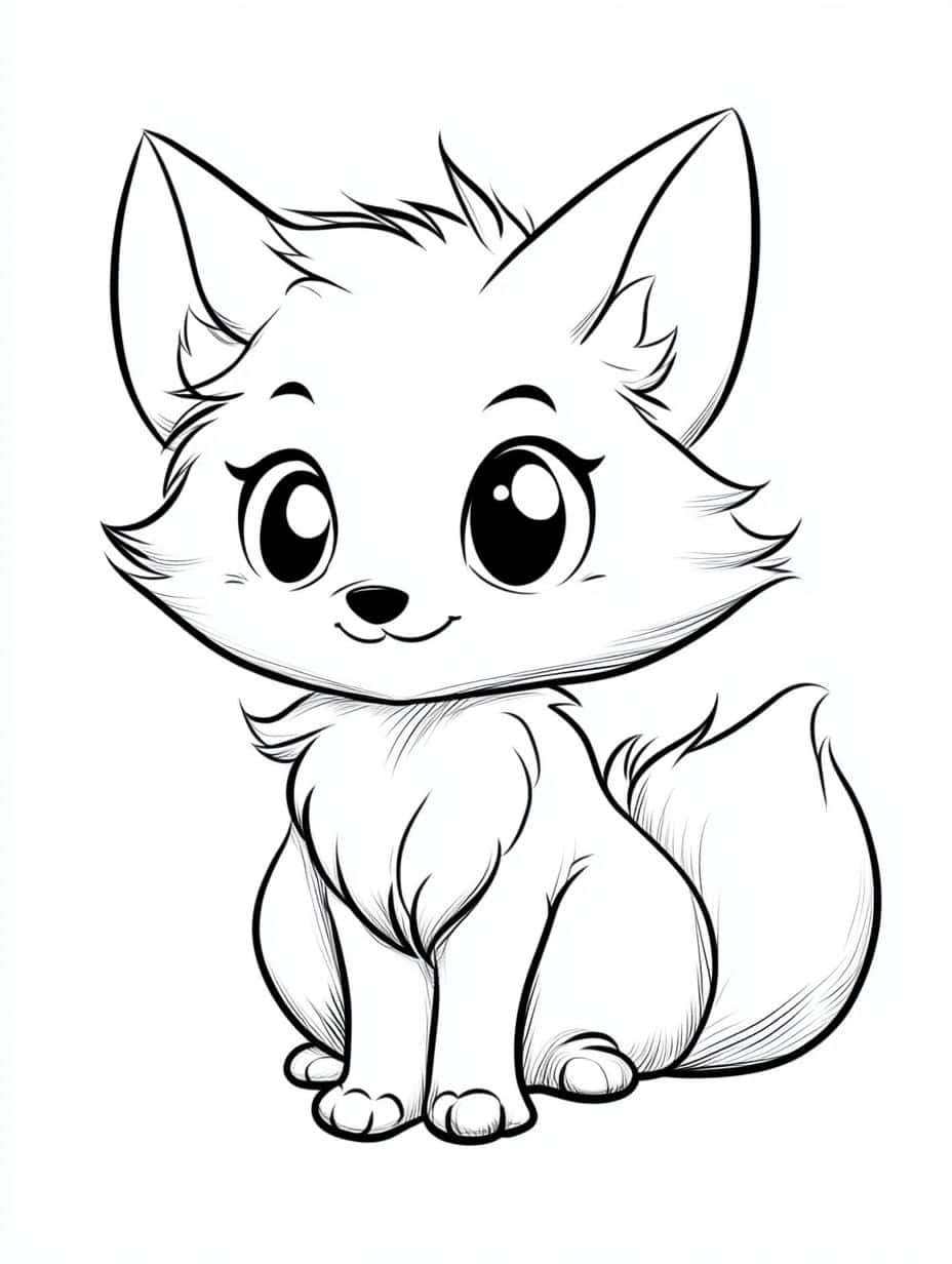 Kawaii Desert Fox Coloring Pages