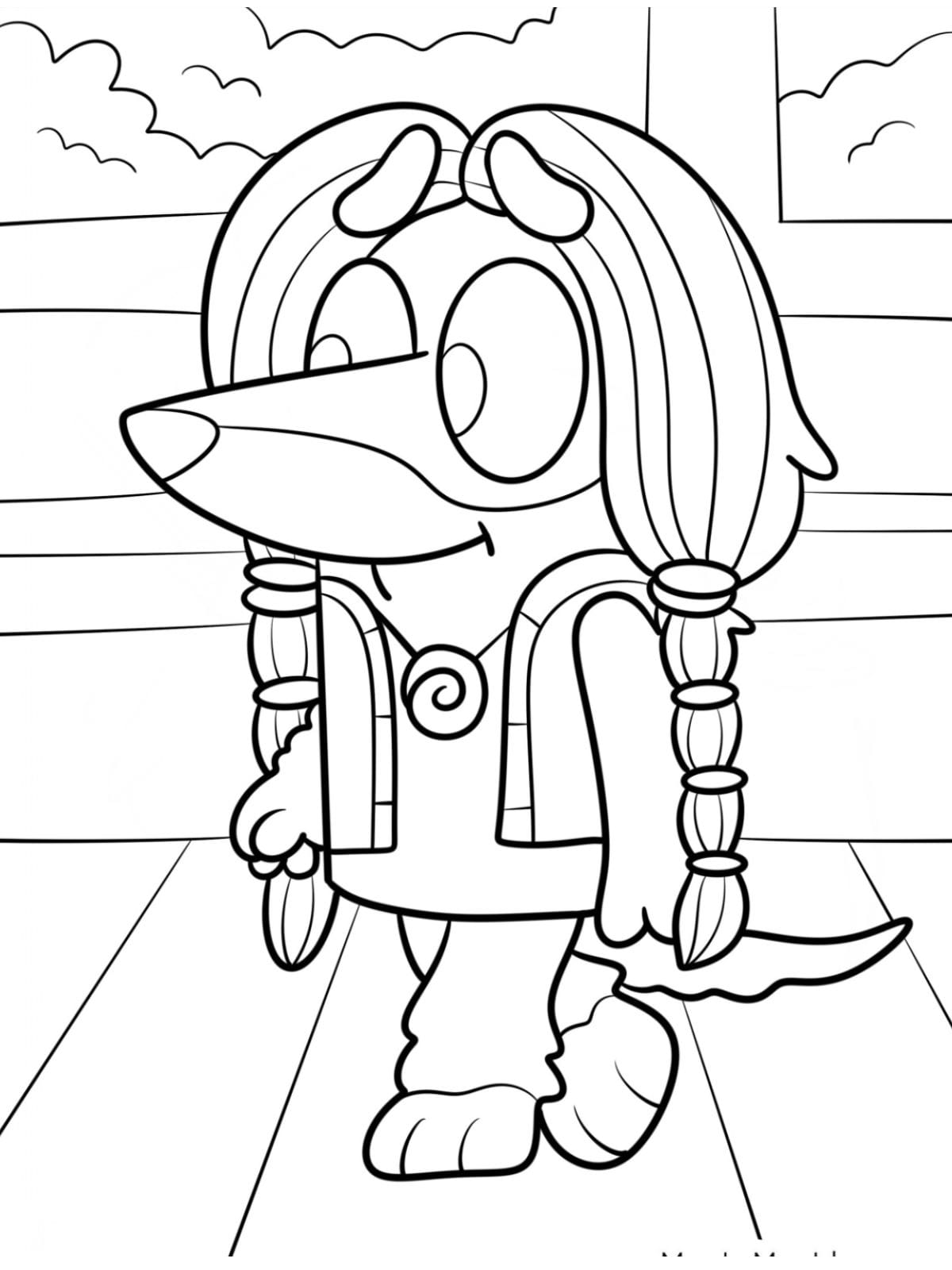 Kawaii Indy In Braids Coloring Pages For Kids