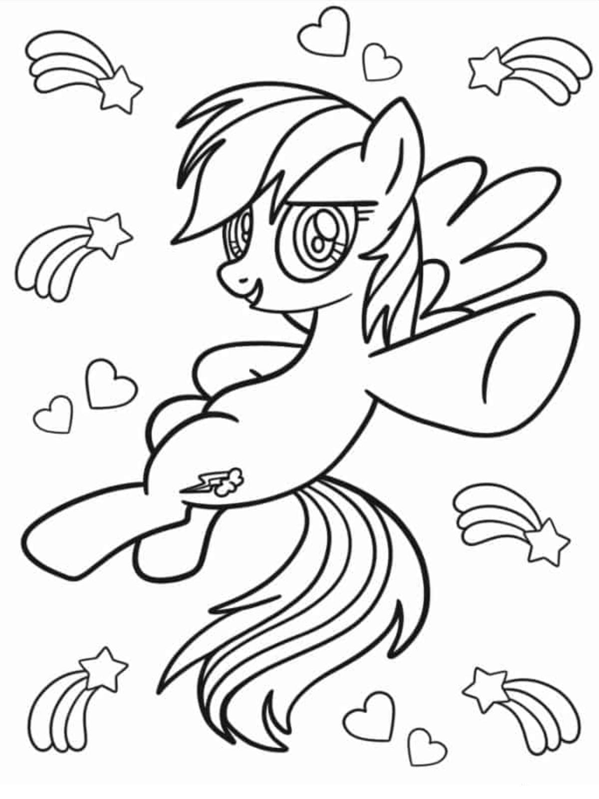 Kawaii Rainbow Dash Coloring Page