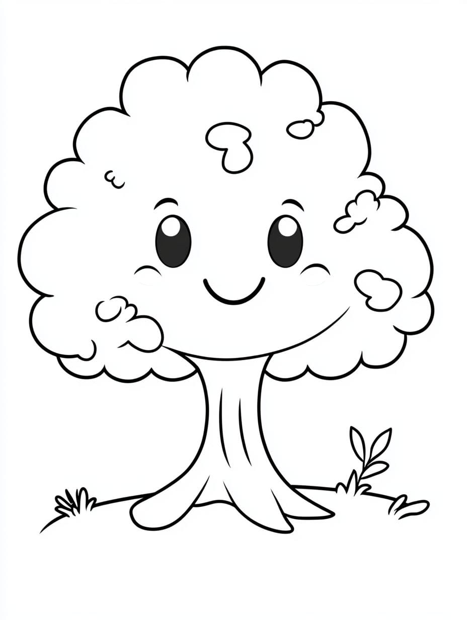 Kawaii Tree House Coloring Pages