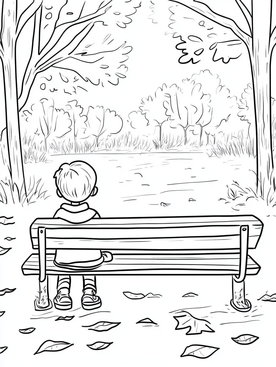 Kid And Spring Park Coloring Pages