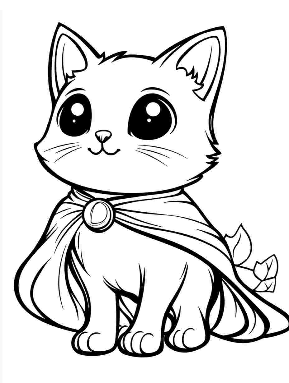 Kitten Wearing Royal Cape Simple Coloring Pages