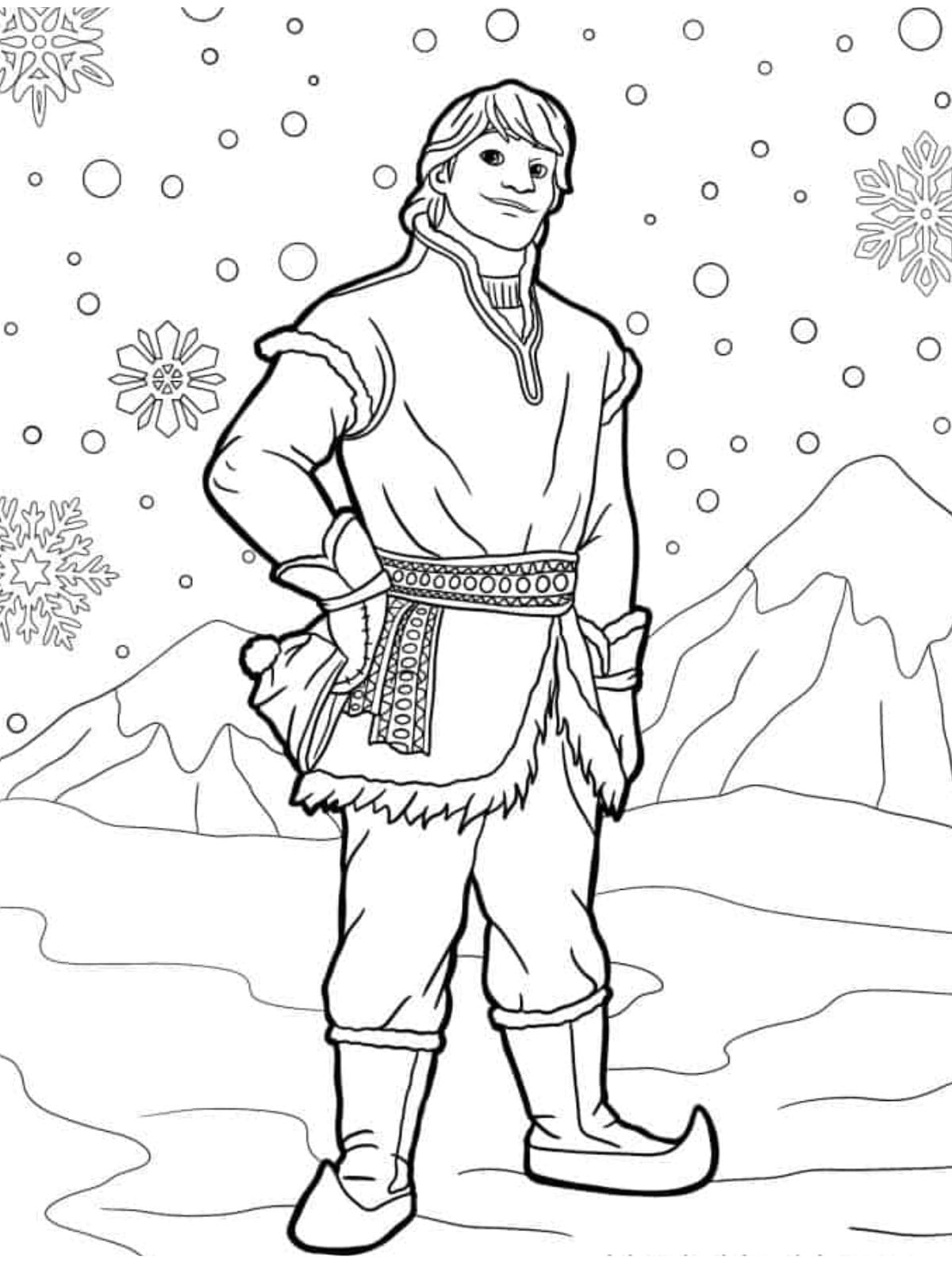 Kristoff In The Snow Coloring Page