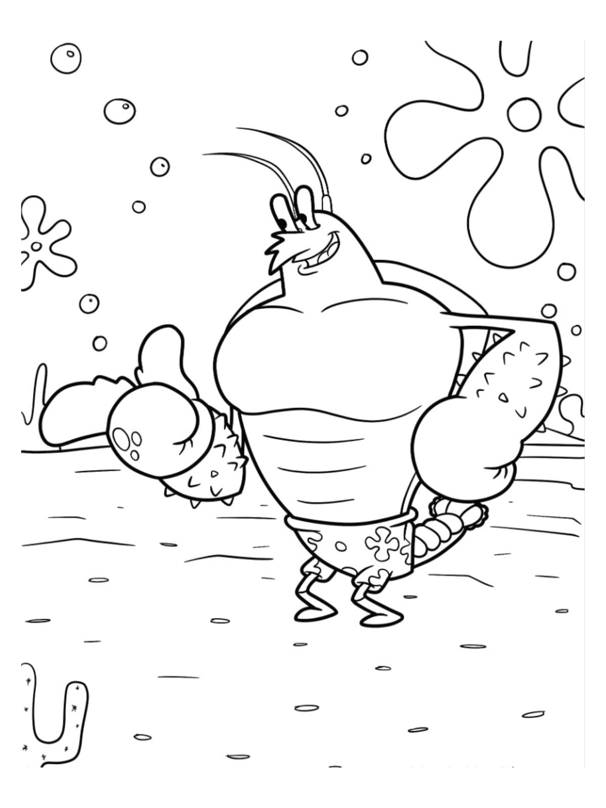 Larry The Lobster From Spongebob Coloring Page For Kids