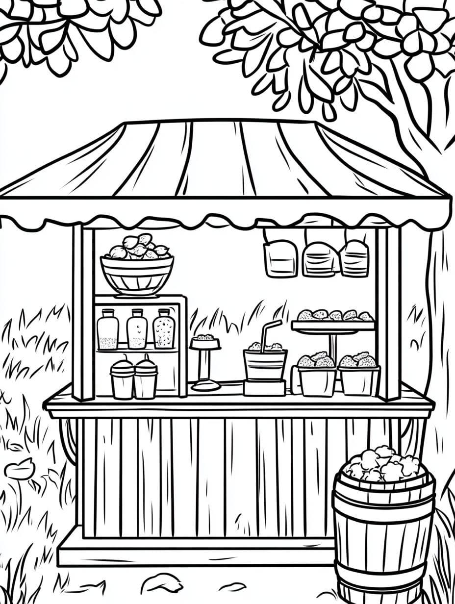 Lemonade Stand In Summer Coloring Pages