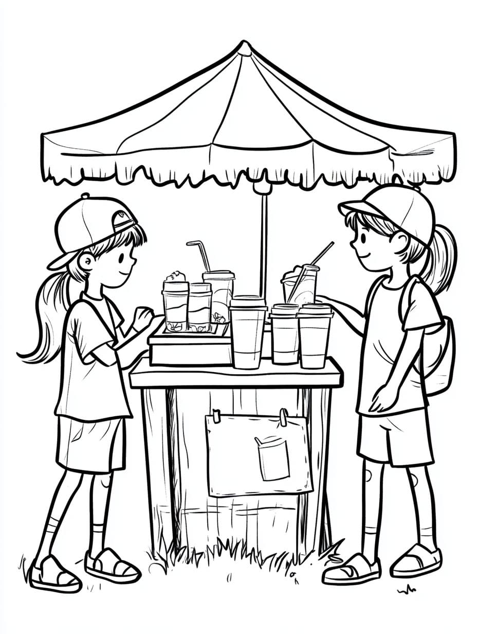 Lemonade Stand Kids Coloring Pages