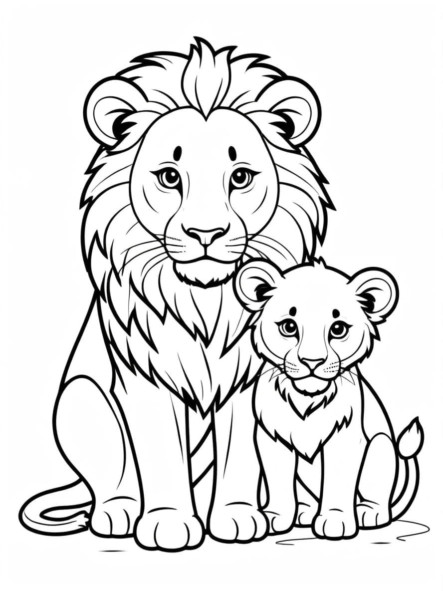 Lion And Baby Cub Coloring Pages