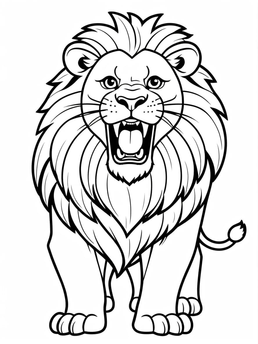 Lion Roaring Coloring Page For Kids