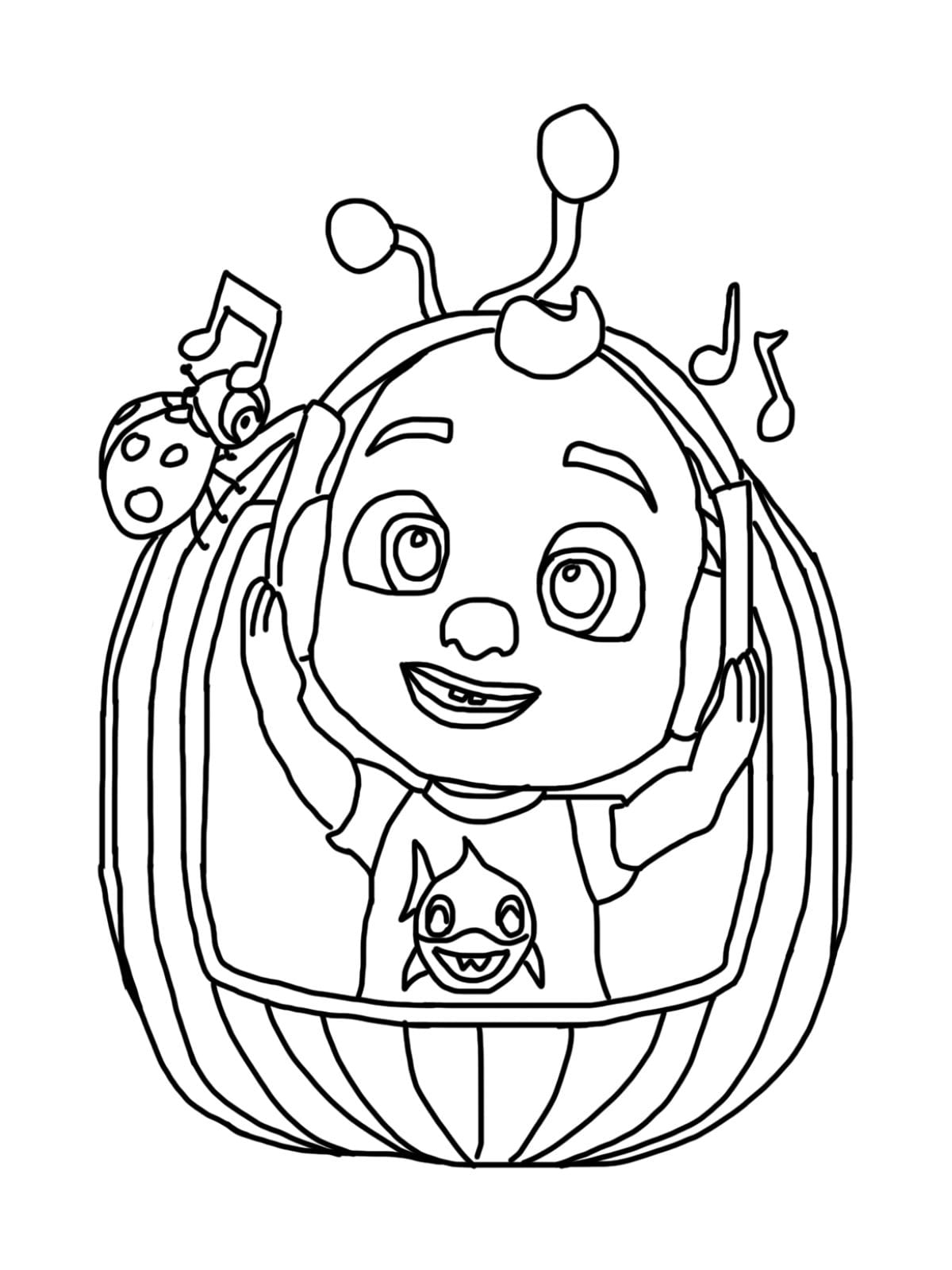 Listen To Music Cocomelon Coloring Pages