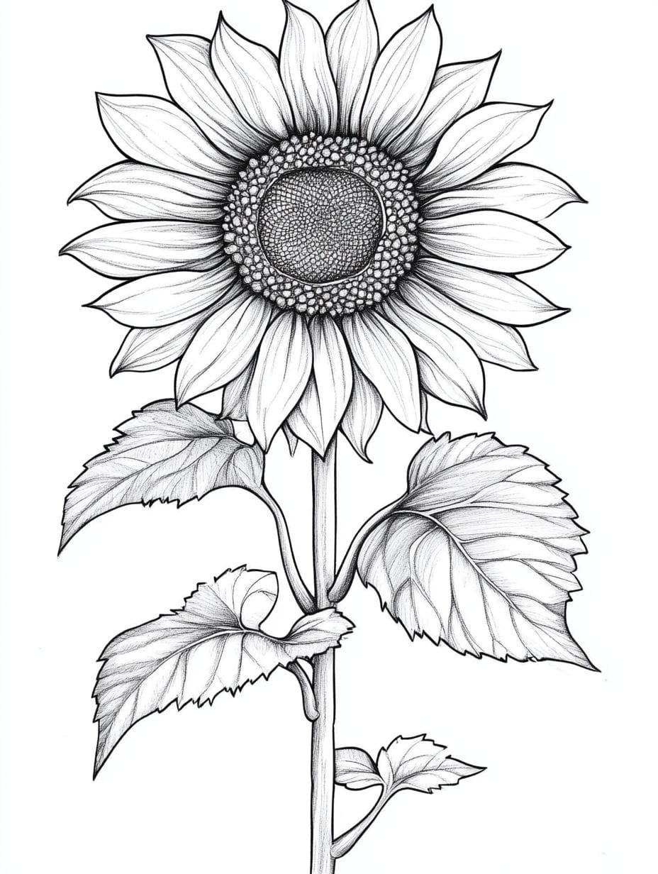 Luxuriant Sunflower Coloring Pages