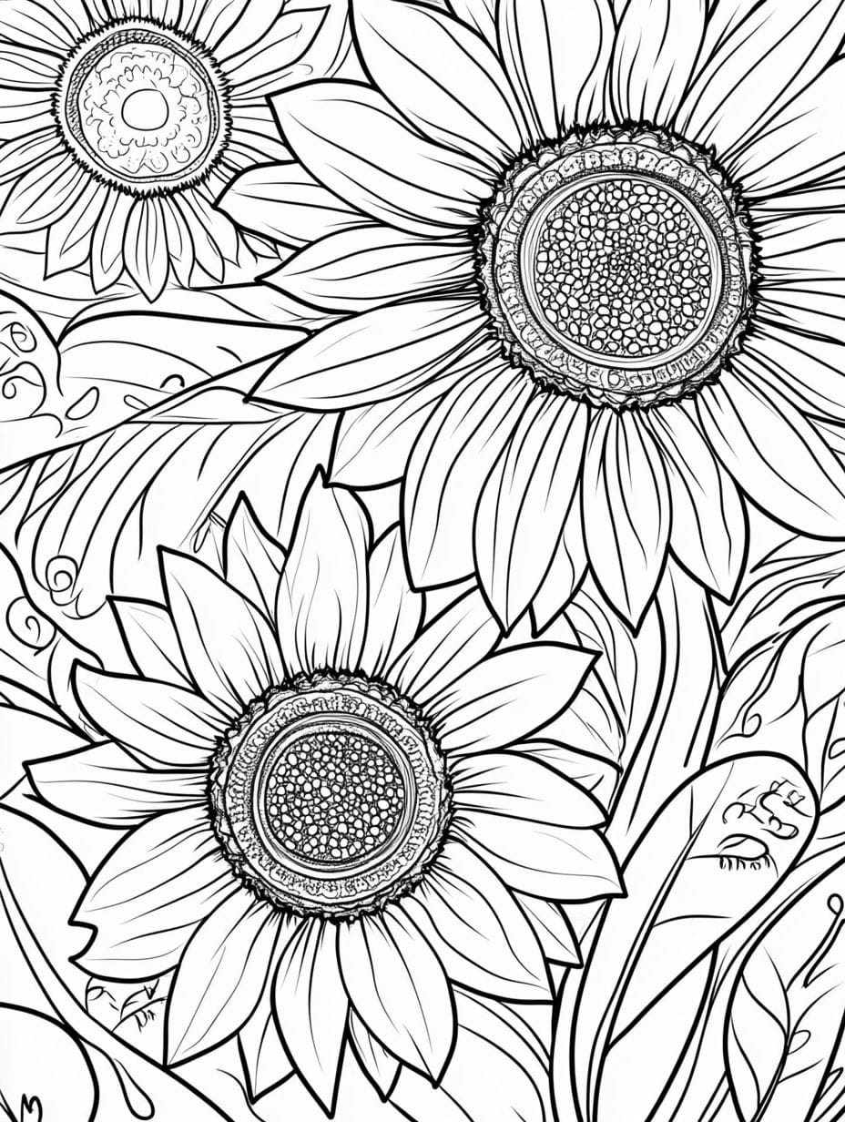 Many Sunflower Coloring Pages