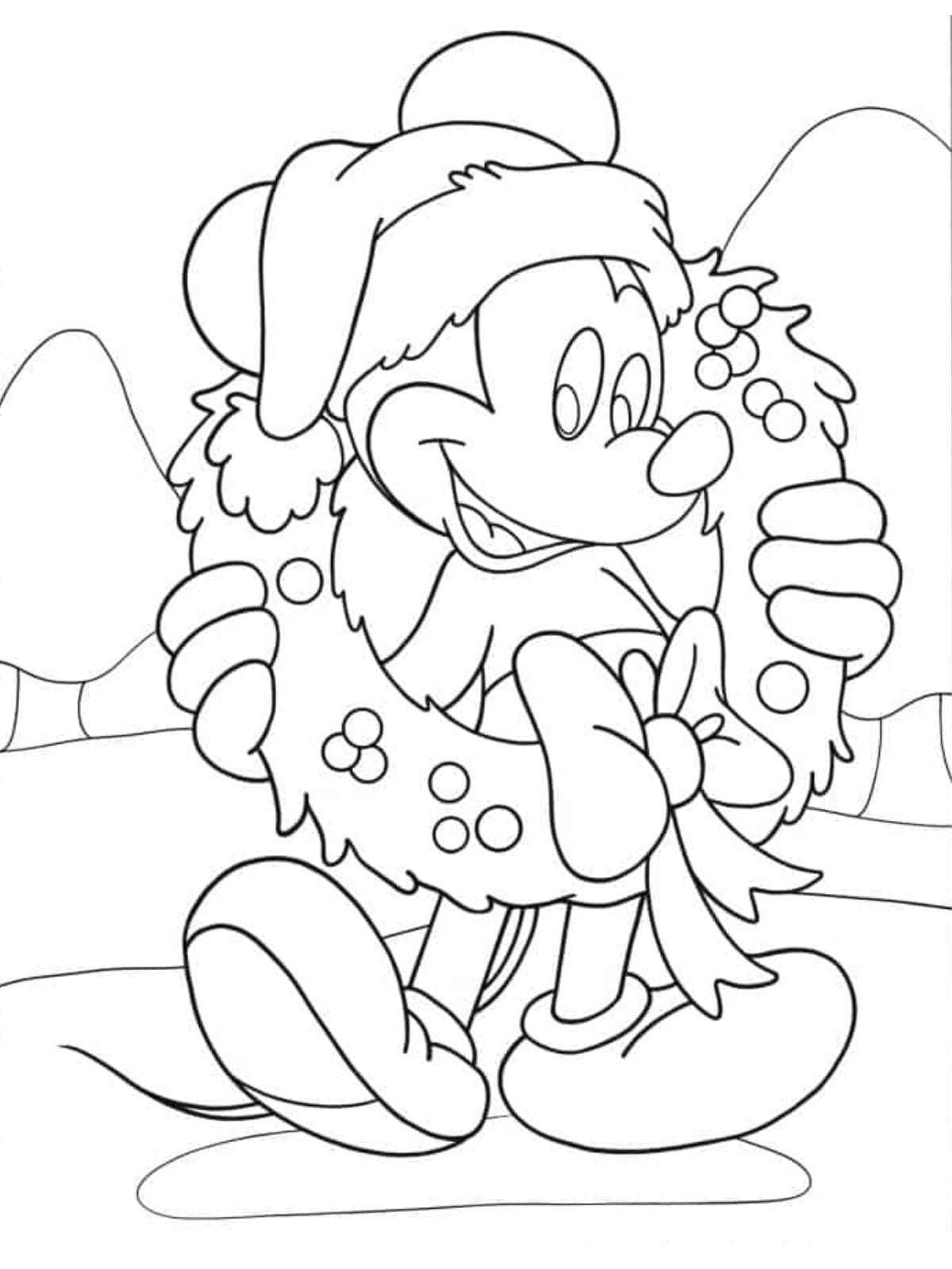 Mickey Mouse Christmas Themed Coloring Sheet