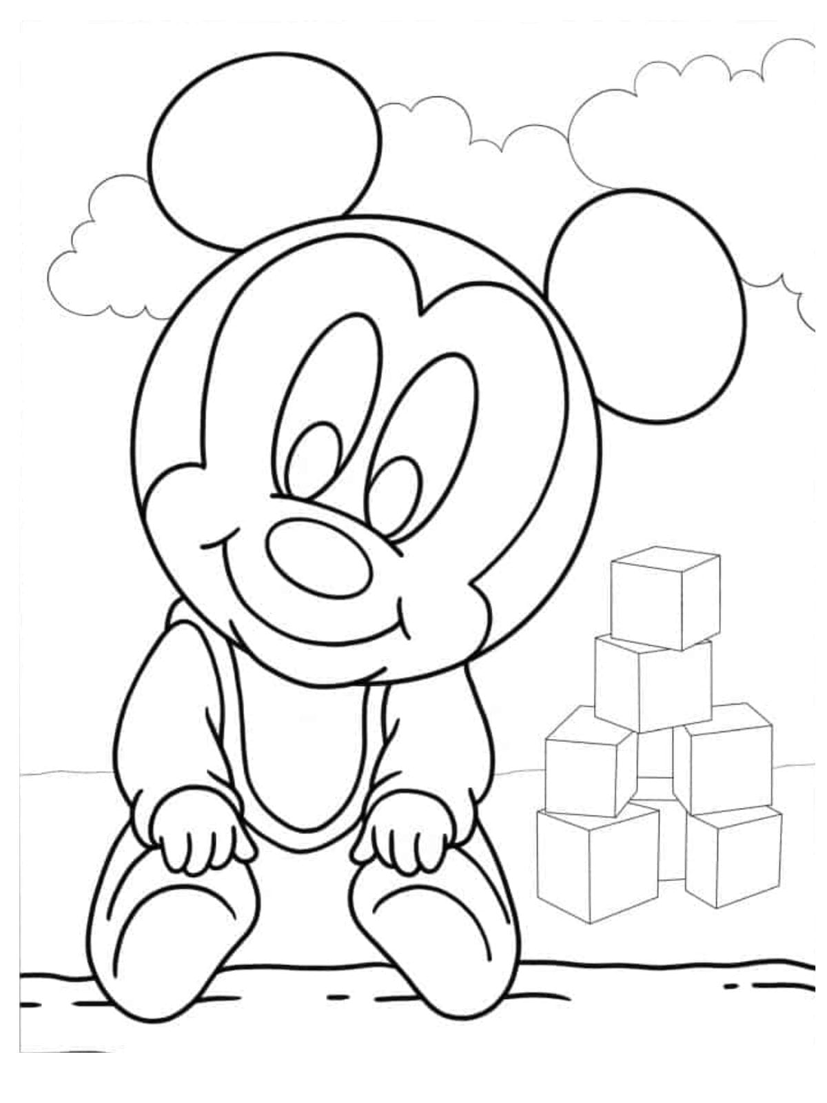 Mickey Mouse Coloring Page Baby For Preschoolers