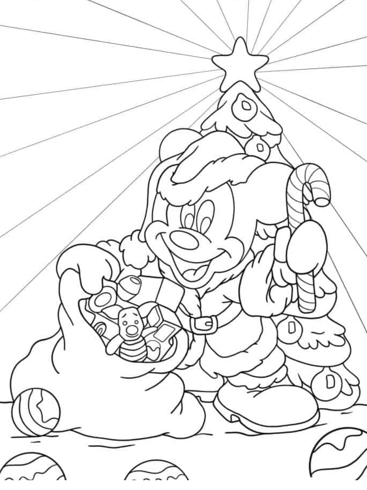 Mickey Mouse Dressed As Santa Coloring Pages