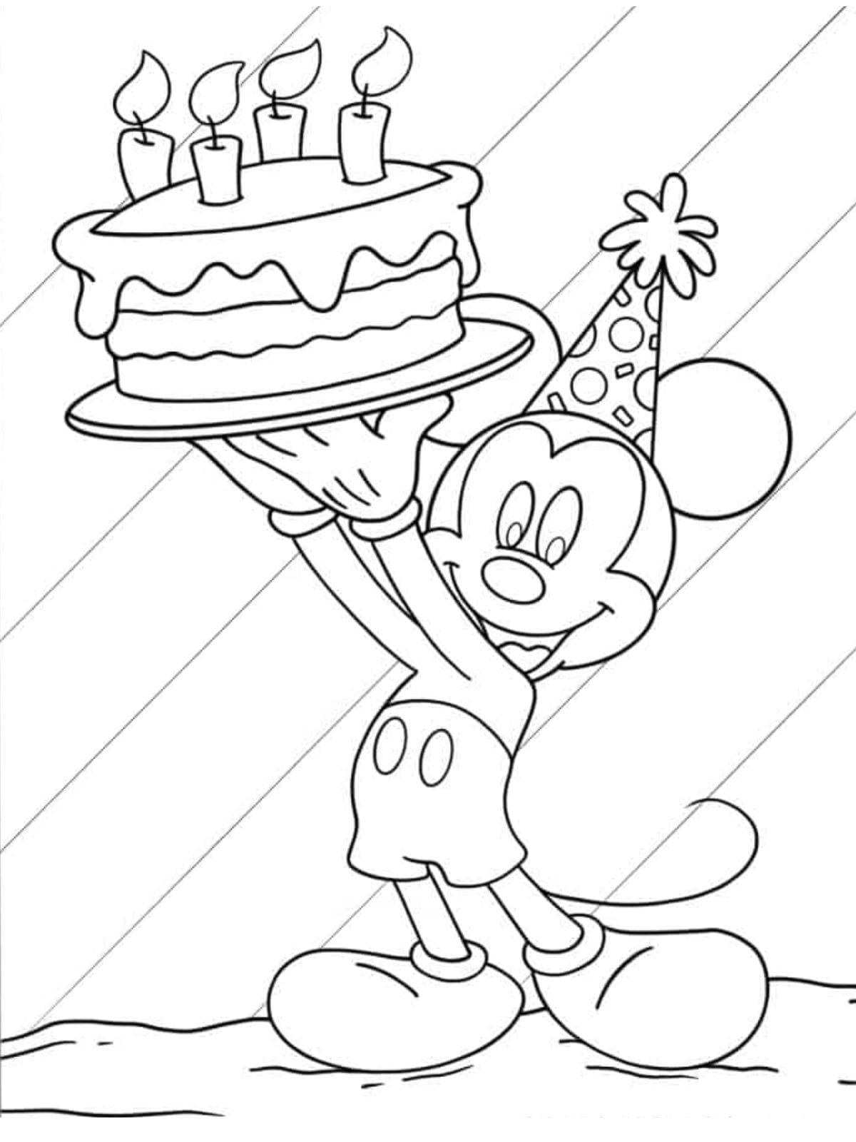 Mickey Mouse Happy Birthday Coloring Pages