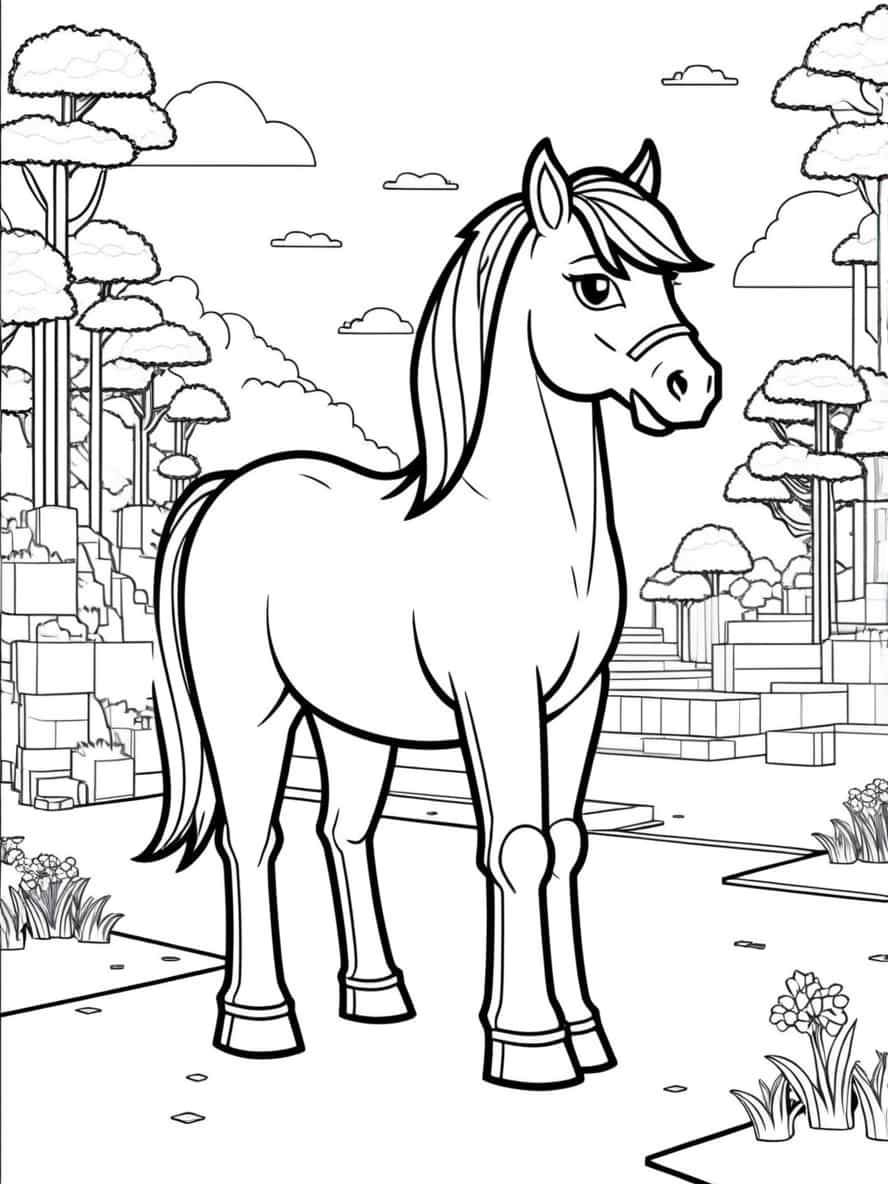 Minecraft Horse Coloring Pages