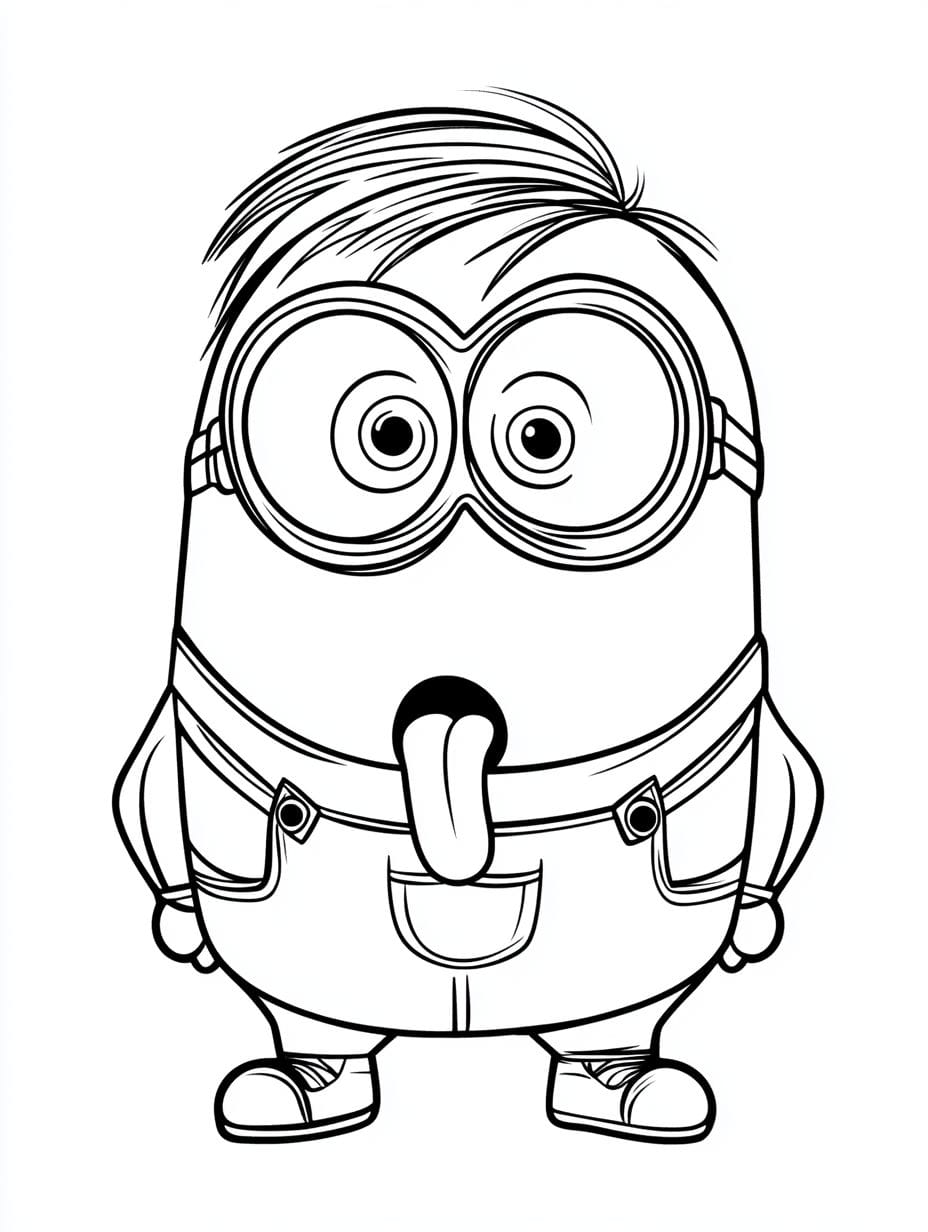 Minion Bob Poking Tongue Out Coloring Pages