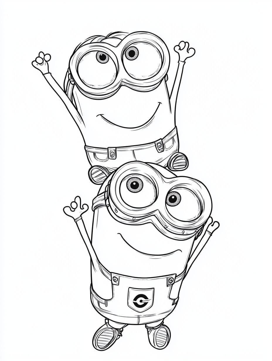 Minion Climbing Over Each Other Coloring Pages