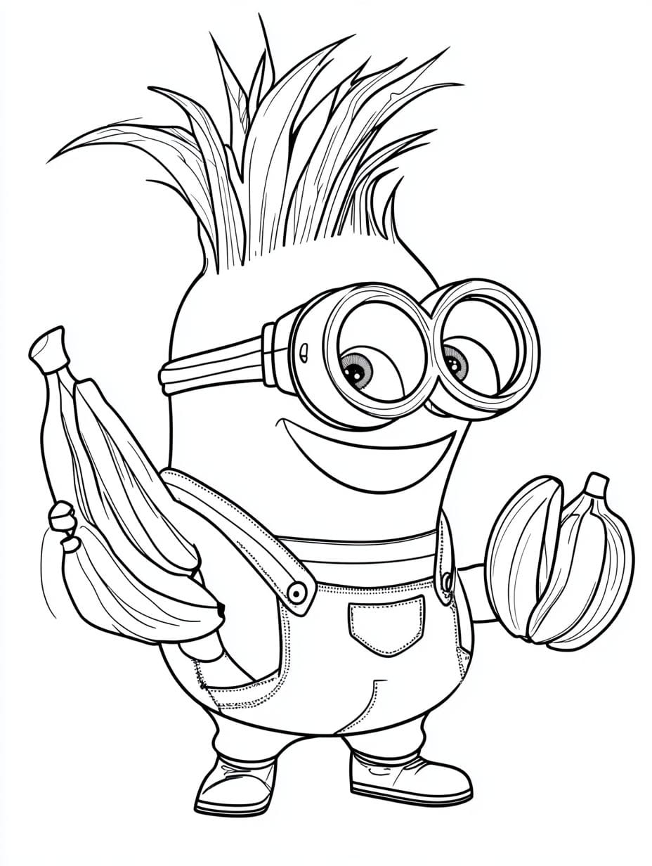 Minion Cute Bob With Bananas Coloring Pages