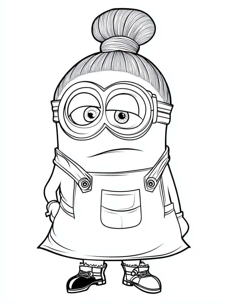 Minion Kevin In A Dress Coloring Pages