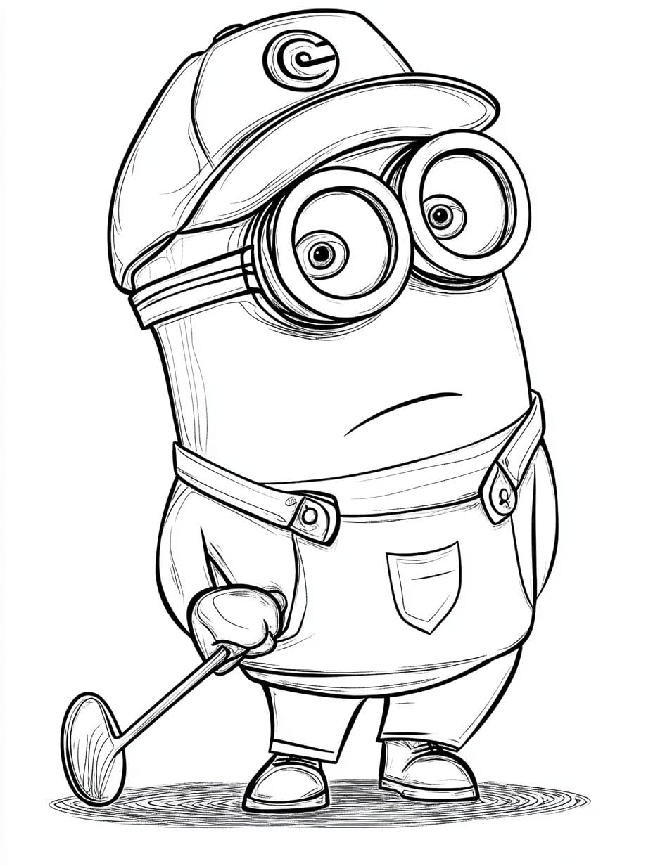 Minion Kevin Playing Golf Coloring Pages