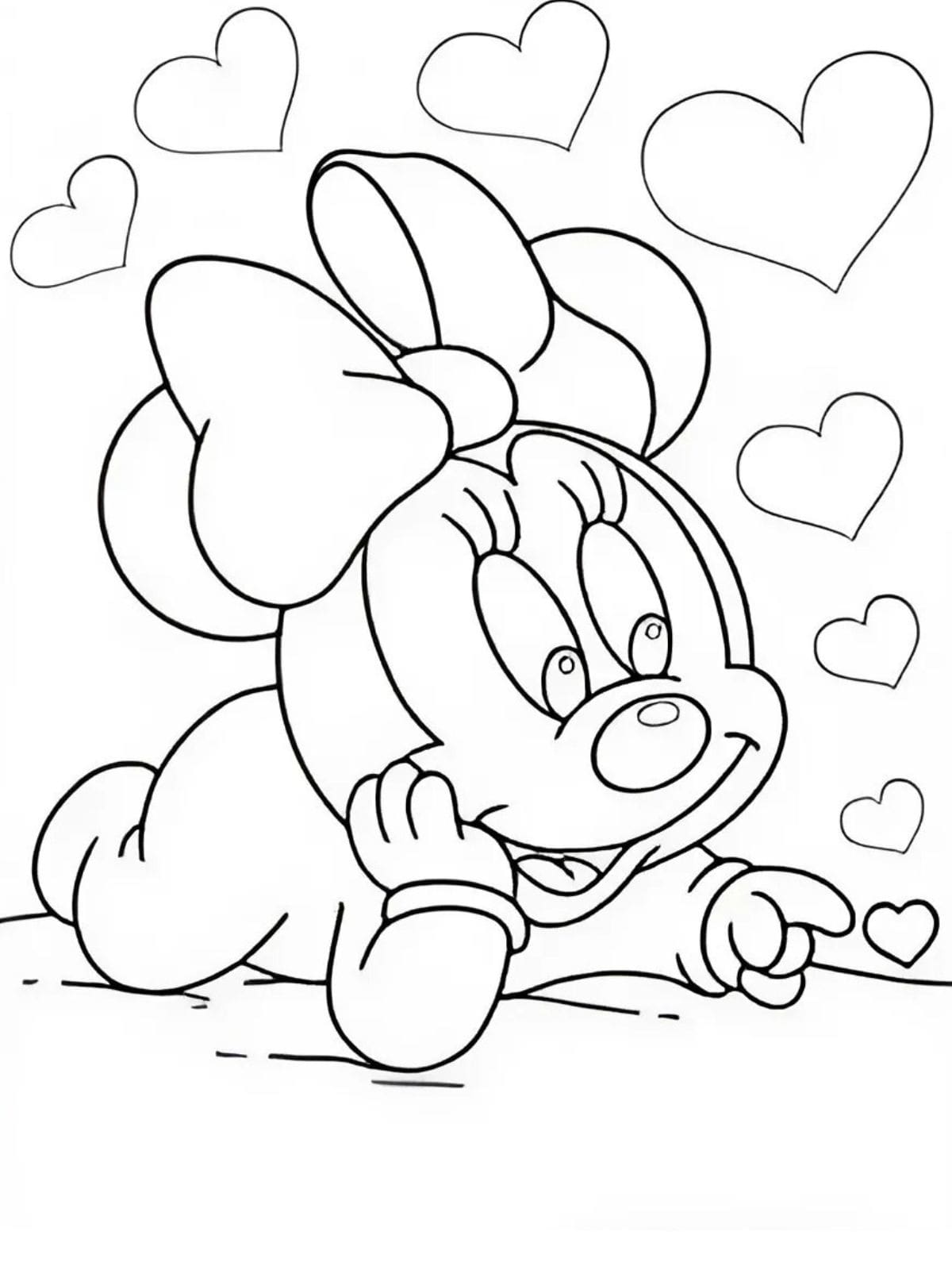 Minnie Mouse With Love Coloring Pages