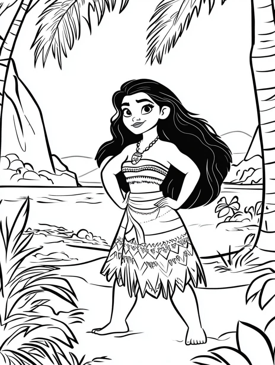 Moana Beach Adventure Coloring Pages