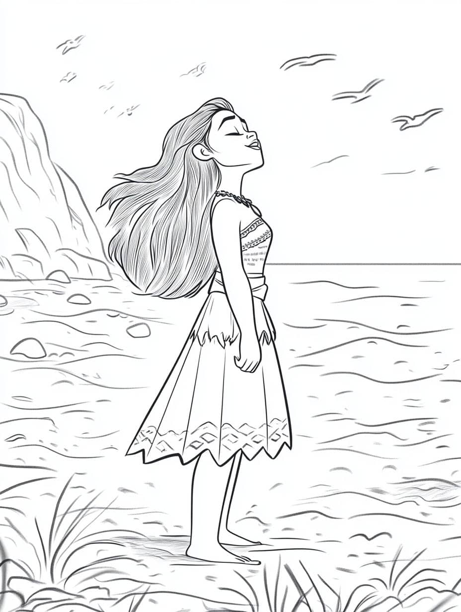 Moana Beach Breeze Coloring Pages